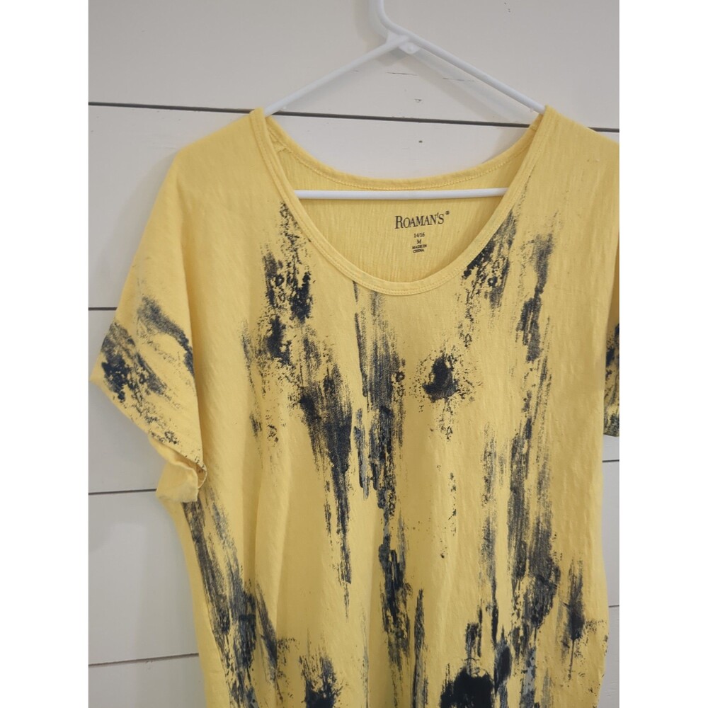 Roamans 14/16 M oversized yellow tunic T-shirt summer festival